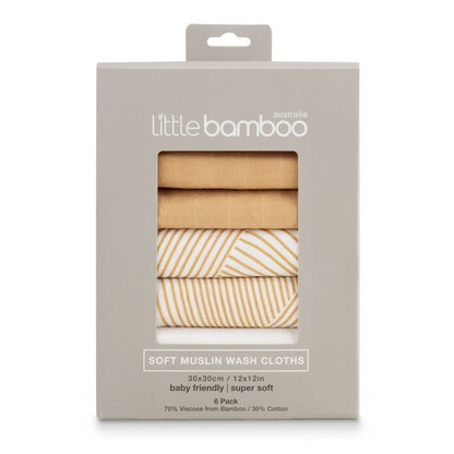 Little Bamboo Muslin Wash Cloths 6pk