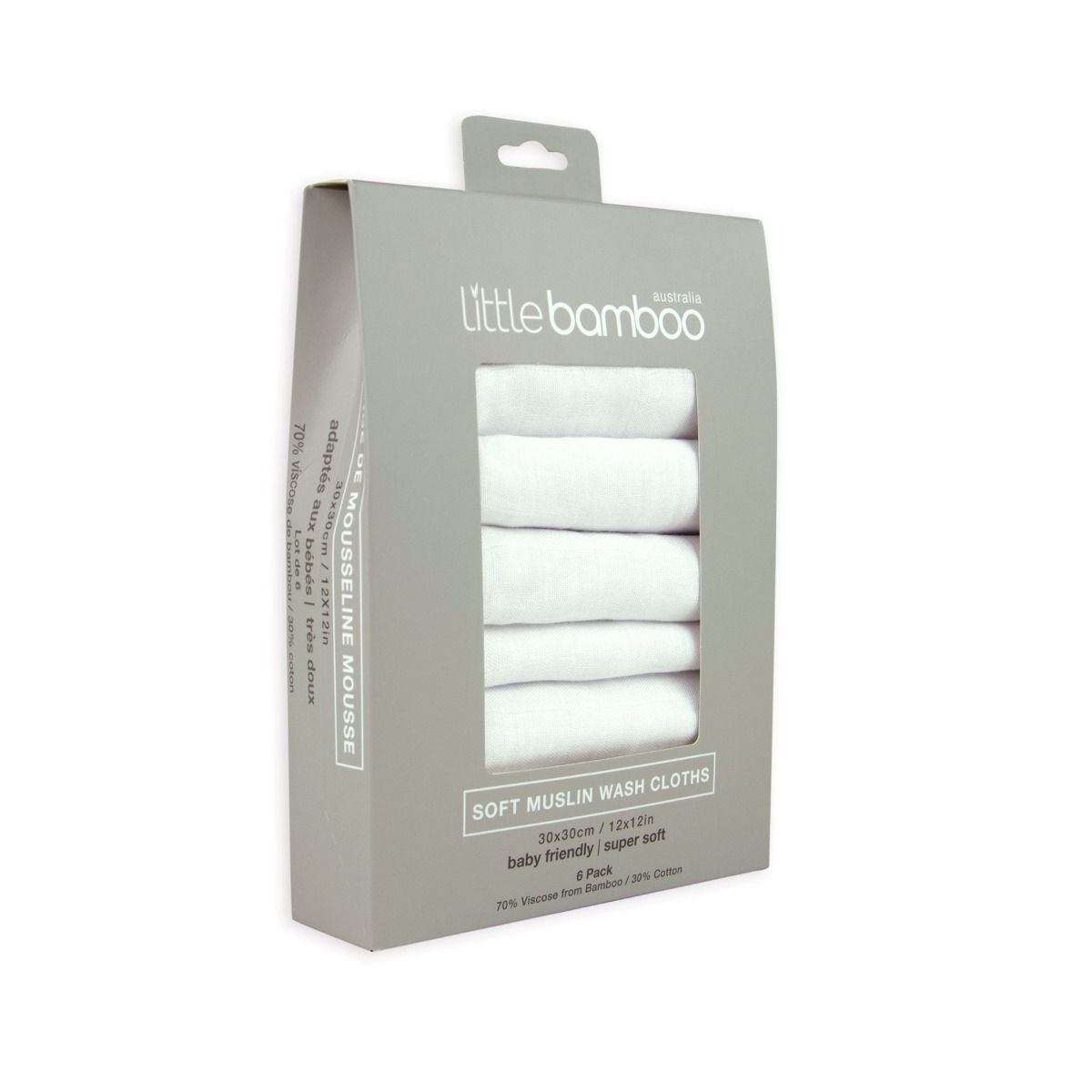 Little Bamboo Muslin Wash Cloths 6pk