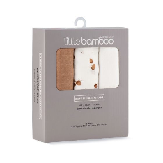 Little Bamboo Muslin Baby Wraps 3pk