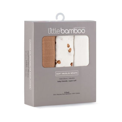 Little Bamboo Muslin Baby Wraps 3pk