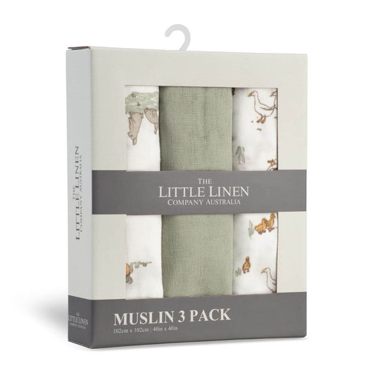 Little Linen Muslin Baby Wrap 3pk