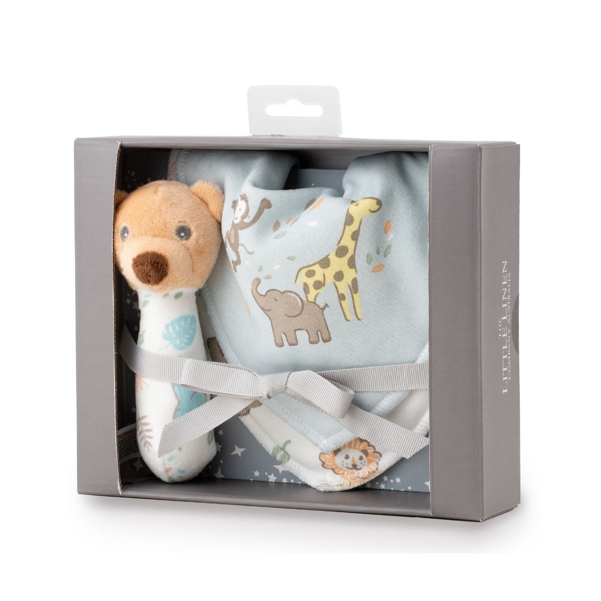 Little Linen Rattle &amp; Bib Set