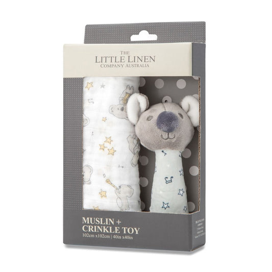 Little Linen Muslin Wrap &amp; Crinkle Toy