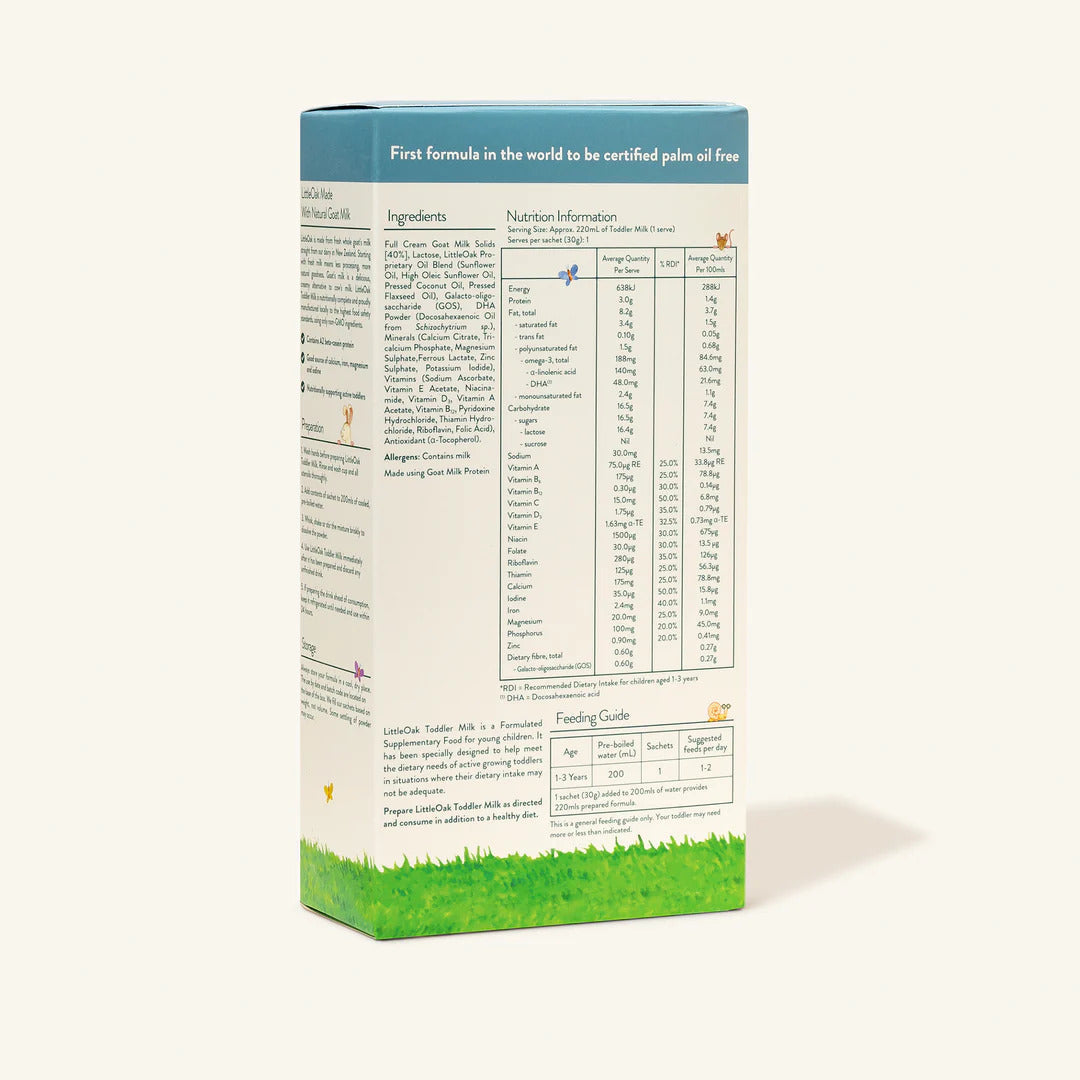 LittleOak Natural Goat Milk Toddler Milk Formula 6 x 30g Sachets (Stage 3/1-4y)