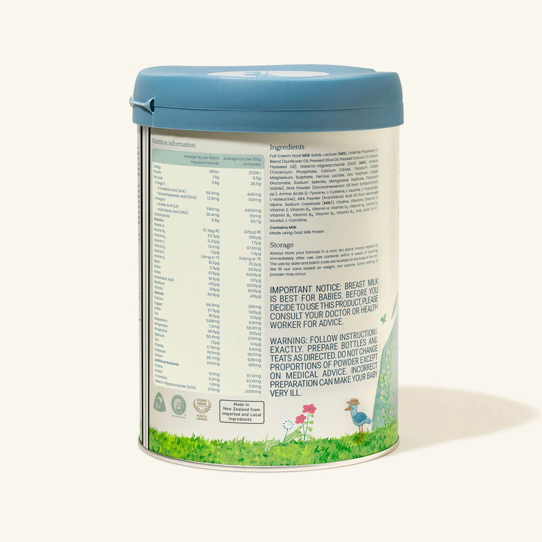 LittleOak Natural Goat Milk Follow-on Formula with Olive Oil Can 800g (Stage 2/6-12m)