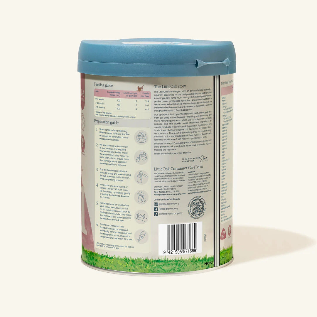 LittleOak Natural Goat Milk Infant Formula with Olive Oil Can 800g (Stage 1/0-6m)