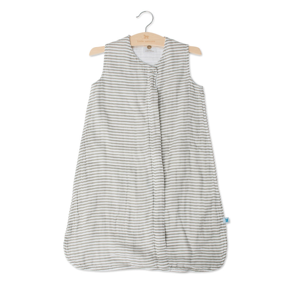 Little Unicorn Cotton Muslin Sleeping Bag Grey Stripe