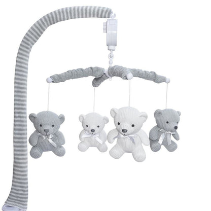 Living Textiles Grey Bear Cot Musical Mobile - Clearance