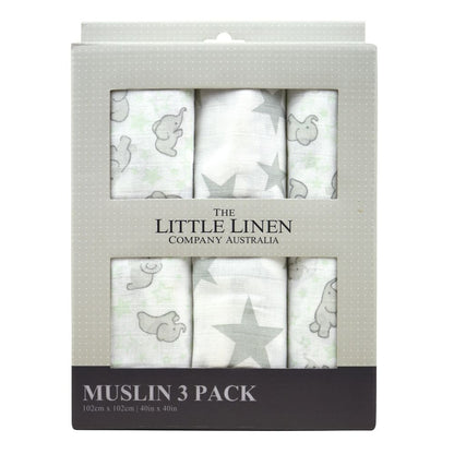 Little Linen Muslin Baby Wrap 3pk