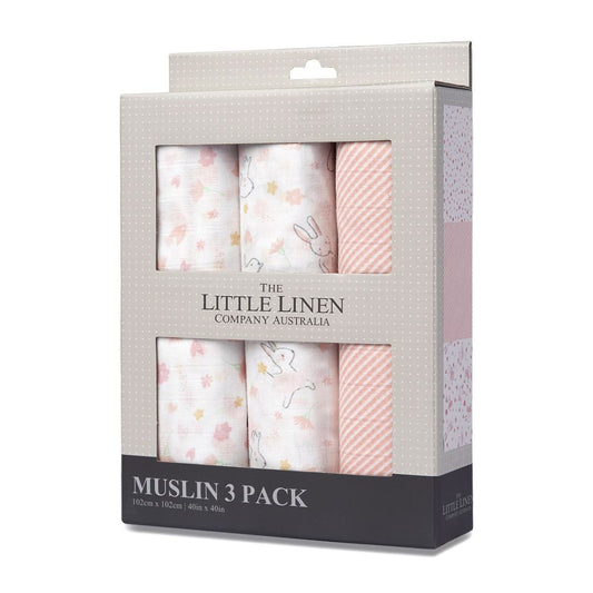 Little Linen Muslin Baby Wrap 3pk