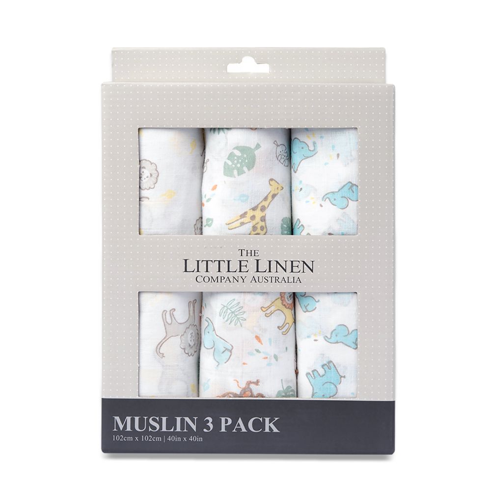Little Linen Muslin Baby Wrap 3pk