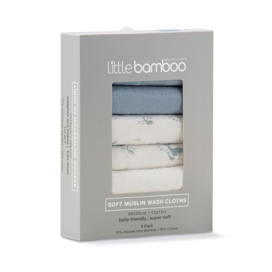 Little Bamboo Muslin Wash Cloths 6pk