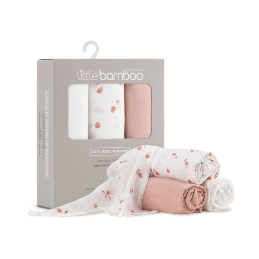 Little Bamboo Muslin Baby Wraps 3pk