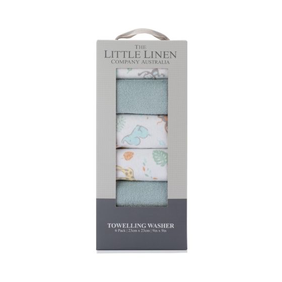 Little Linen Towelling Washcloths 6pk