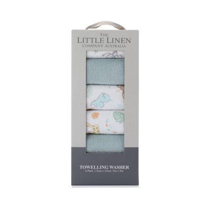 Little Linen Towelling Washcloths 6pk