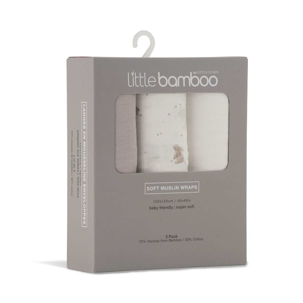 Little Bamboo Muslin Baby Wraps 3pk