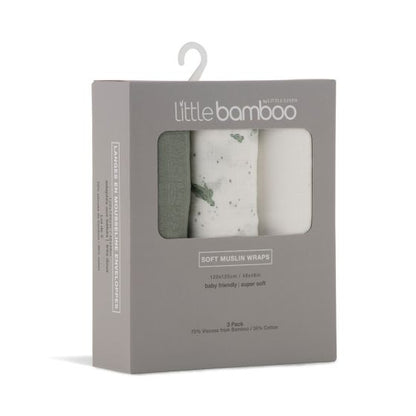 Little Bamboo Muslin Baby Wraps 3pk