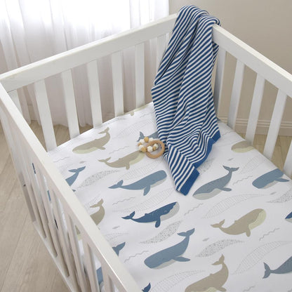 Lolli Living Cot Fitted Sheet Oceania Whales