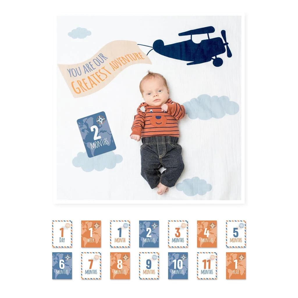 Lulujo Baby’s First Year Milestone Cards and Blanket Set