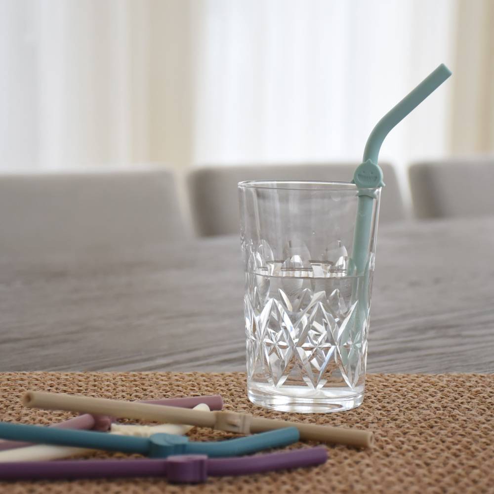 Melii Luxe Silicone Animal Straws with Cleaning Brush