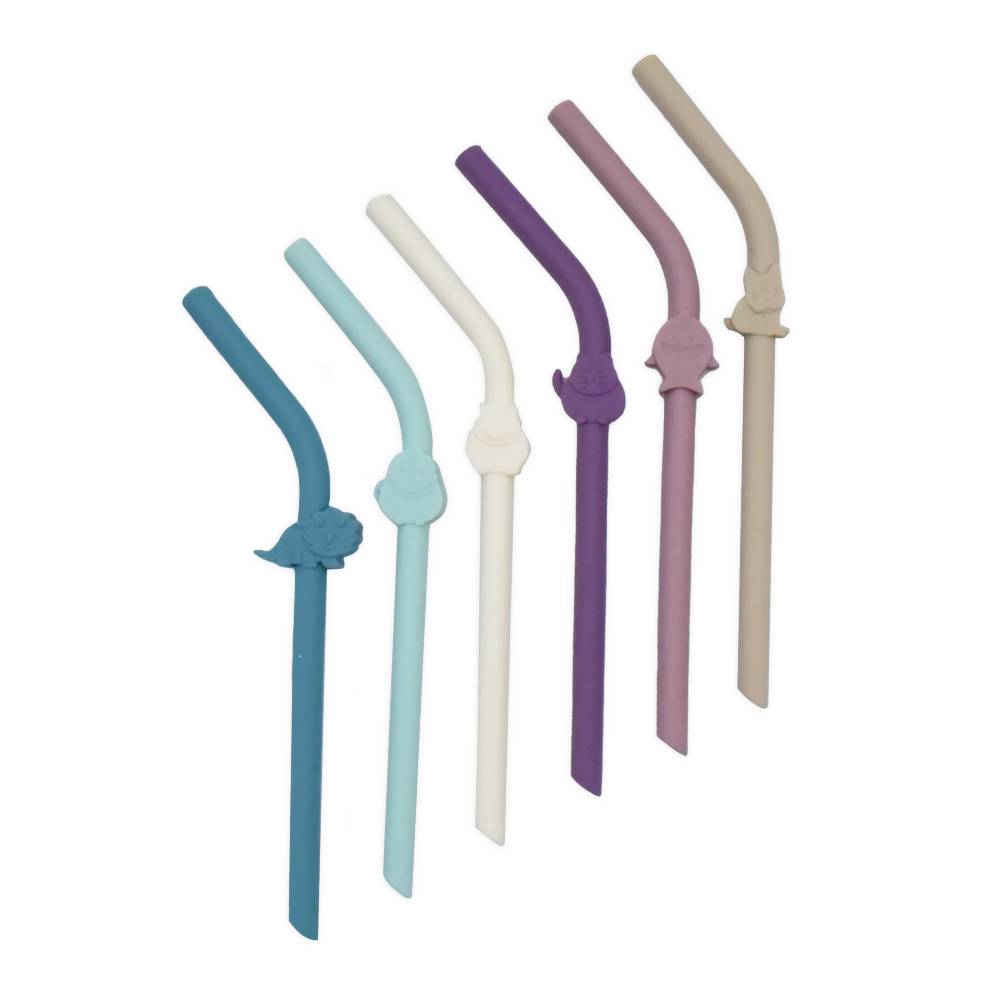 Melii Luxe Silicone Animal Straws with Cleaning Brush