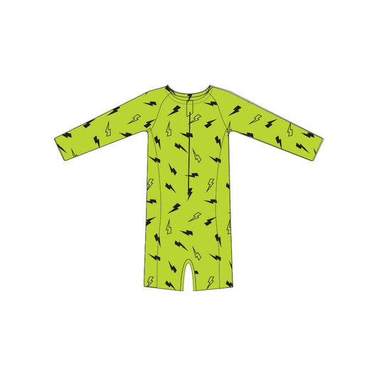 Neon by Nestling Shortie Swimmers - Kids - Green Bolts