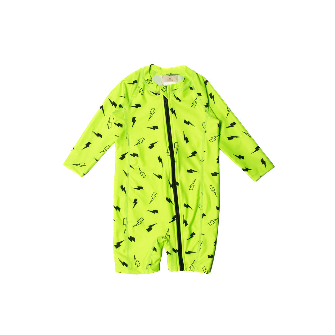 Neon by Nestling Shortie Swimmers - Green Bolts