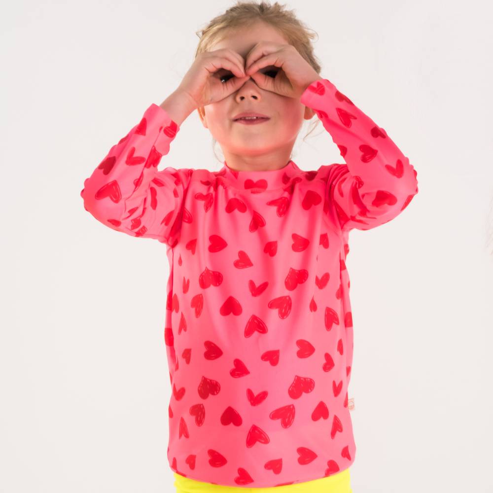 Neon by Nestling UPF50+ Swim Rash Vest - Pink Hearts