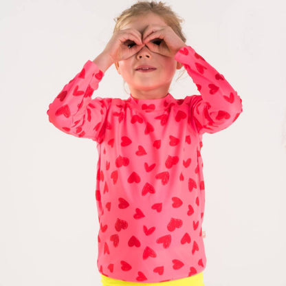 Neon by Nestling UPF50+ Swim Rash Vest - Pink Hearts