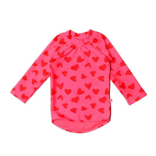 Neon by Nestling UPF50+ Swim Rash Vest - Pink Hearts