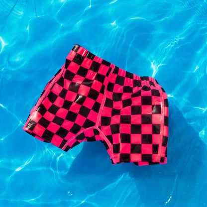 Neon by Nestling Swim Shorts - Neon Pink Check