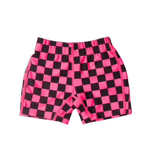 Neon by Nestling Swim Shorts - Neon Pink Check