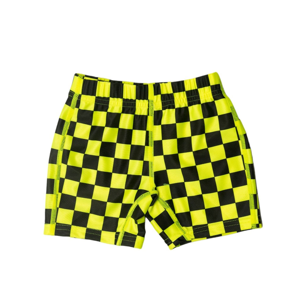 Neon by Nestling Swim Shorts - Neon Yellow Check