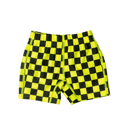 Neon by Nestling Swim Shorts - Neon Yellow Check