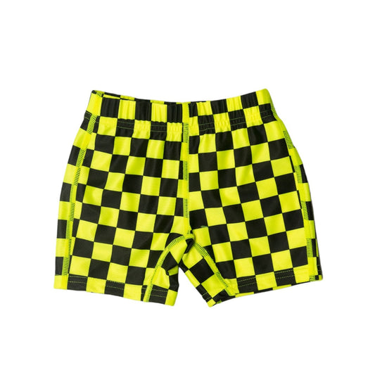 Neon by Nestling Swim Shorts - Neon Yellow Check
