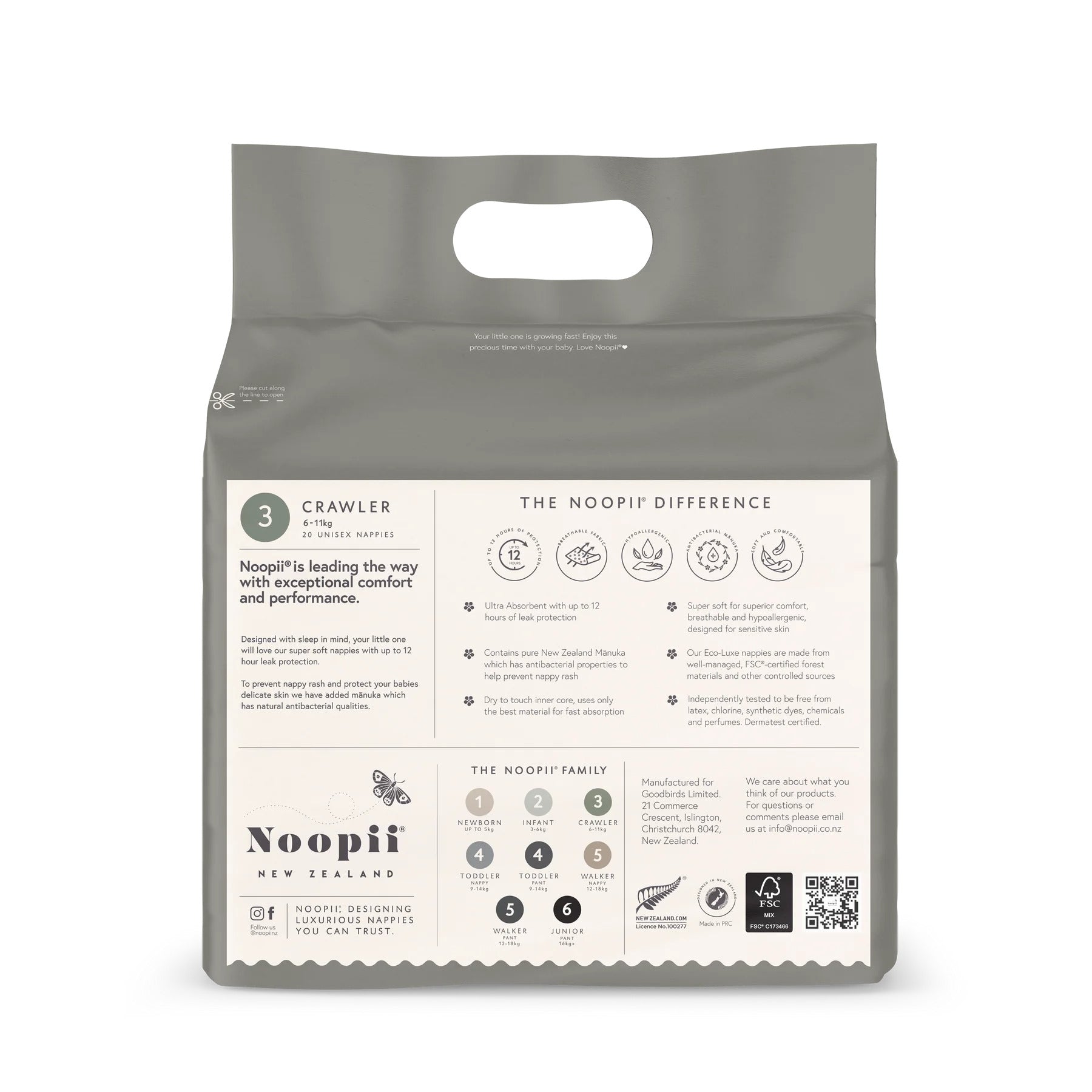 Noopii® Crawler Unisex Nappies - Size 3