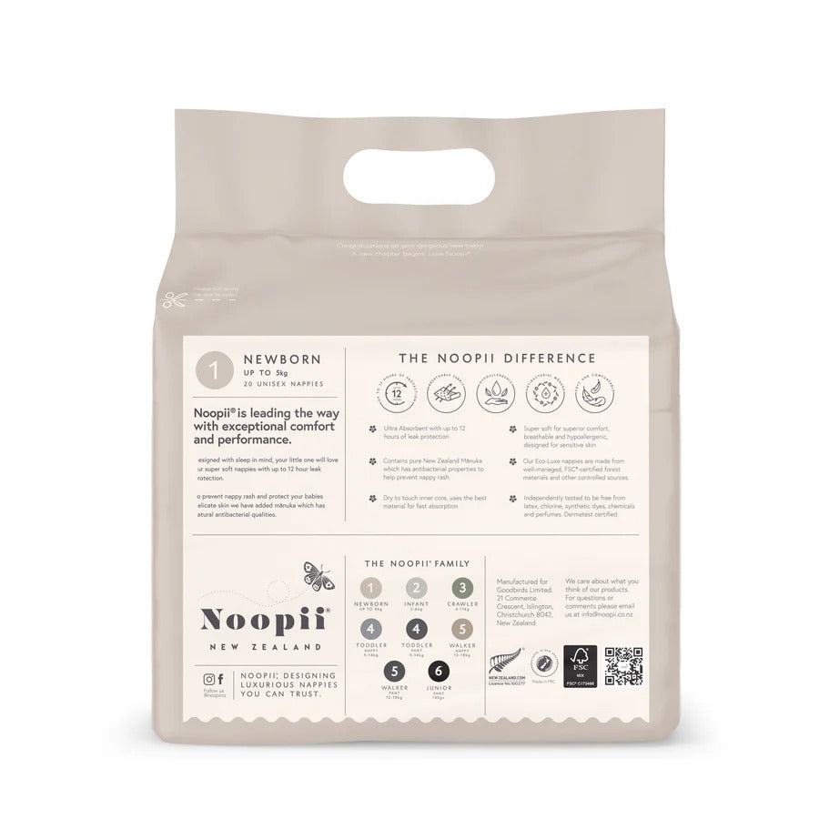 Noopii® Newborn Unisex Nappies - Size 1