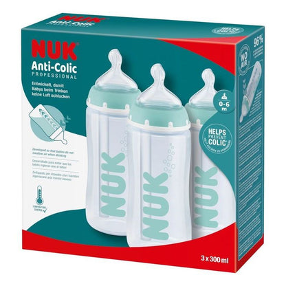 NUK Anti-Colic Professional Bottle Set with Temp Control 300ml 3pk