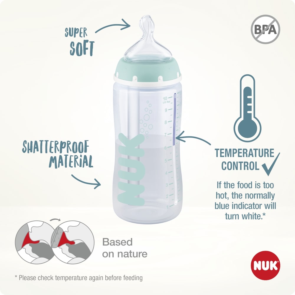 NUK Anti-Colic Professional Bottle Set with Temp Control 300ml 3pk