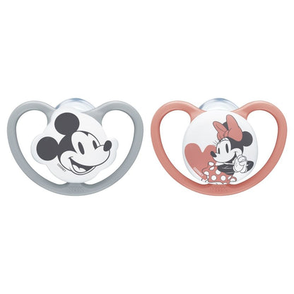 NUK Mickey Silicone Space Soothers 0-6mths 2pk