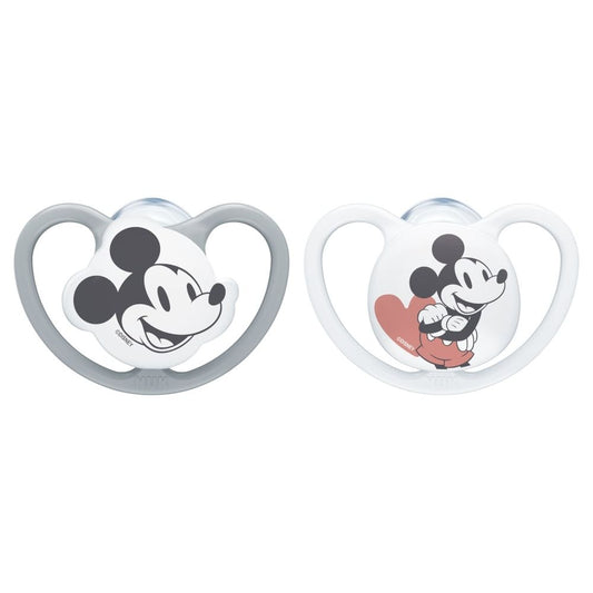 NUK Mickey Silicone Space Soothers 0-6mths 2pk