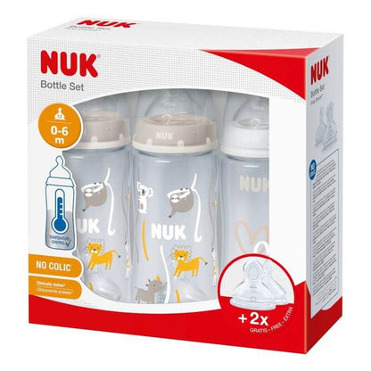 NUK First Choice Plus 3pk + 2 Teat Set with Temperature Control