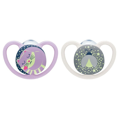 Space Night Silicone Soothers 6-18mths 2pk