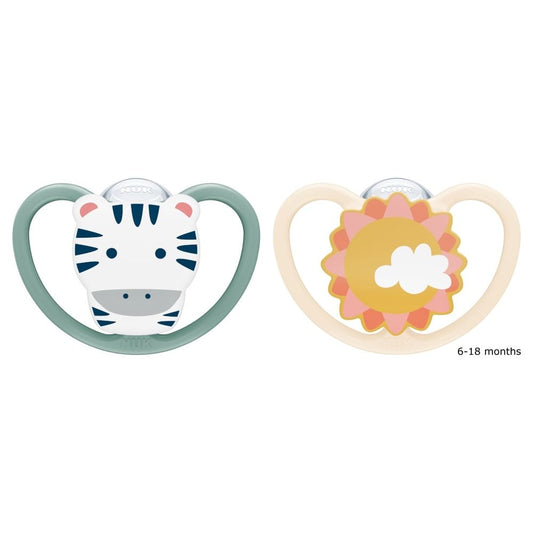 NUK Space Silicone Soothers 6-18mths 2pk