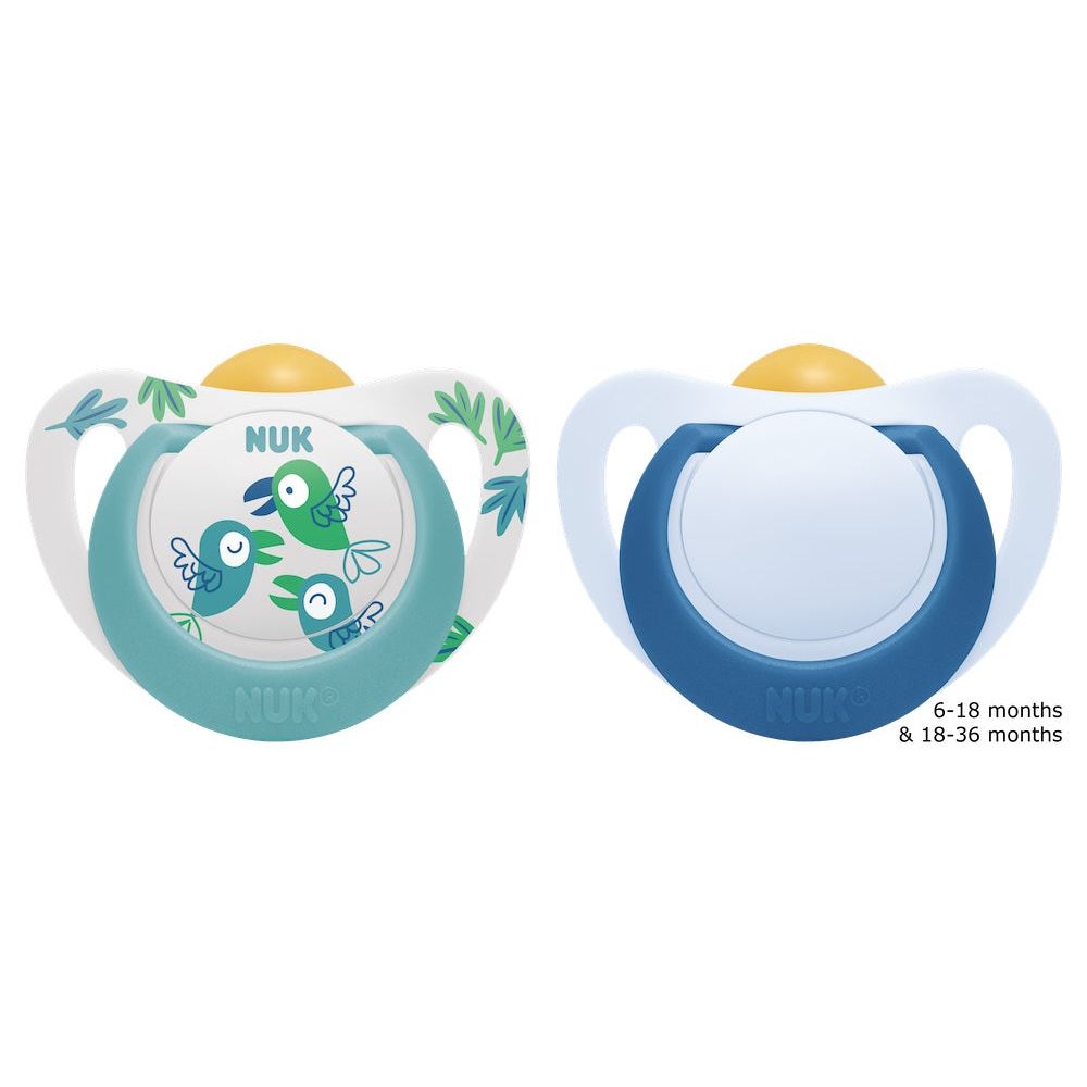 NUK Star Latex Soother Size 2, 18-36mths, 2pk