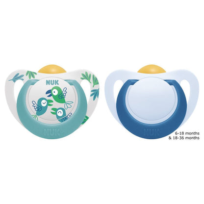 NUK Star Latex Soother Size 2, 18-36mths, 2pk