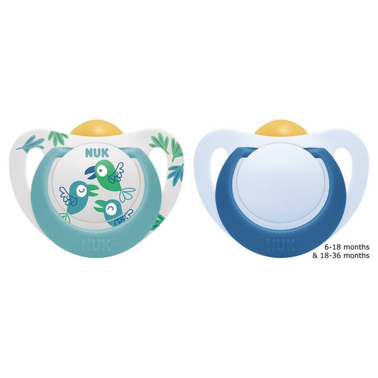 NUK Star Latex Soother Size 2, 18-36mths, 2pk