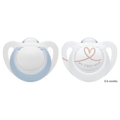 NUK Star Silicone Soothers 0-6mths 2pk