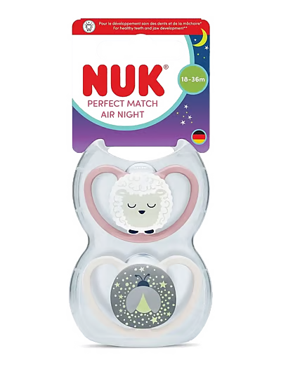 NUK Perfect Match Air Night Soothers 2pk - Pink Sheep