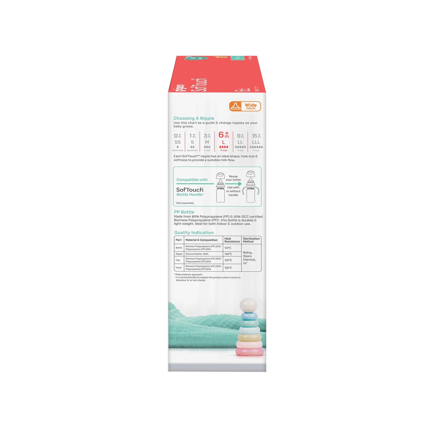 Pigeon SofTouch™ Wide Neck Bottle PP 330ml - Triple Pack